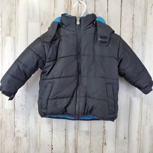 5/$25 Athletic Works Boys Jacket Coat 18 Months Black Fleece Lined Quilted W6
